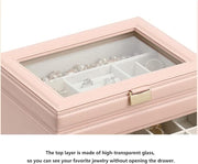 View Jewelry Box Jewelry Case PU Leather Jewelry Box Jewelry Storage Box Earring Ear Stud Ring Necklace Organizer Case Jewelry Organizer image 4