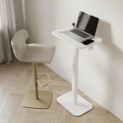 View Adjustable height side table, a versatile decorative item suitable for both home and office settings. It features precise engineering for effortless height adjustment, ensuring excellent stability (white base and carbon fiber tabletop) image 4