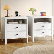 View Modern bedside table with black metal finish - 2-piece set image 3
