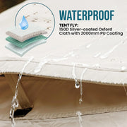 View Portable inflatable camping tent, equipped with a manual pump, suitable for 3/4/6 people, easy to set up, suitable for outdoor activities. This inflatable outdoor waterproof Oxford canvas tent is suitable for family camping and is suitable for adults image 2