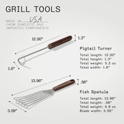 View 4-piece frying pan set - includes frying pan spatula, workbench scraper, fish spatula and pigtail flipper - brown linen micro-carbon fiber handle image 4