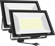 View 500W LED Flood Light Outdoor 2 Pack, 2000W Equivalent FloodLight with Plug, Super Bright 55000LM 5000K Daylight White IP66 Waterproof Commercial Lighting for Sports Fields,Courts,Arena,Stadium image 1