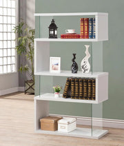 View Home products company Amelier 63-inch 4-layer glass panel bookshelf in brown pine color image 2