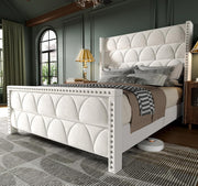 View King Size Bed Frame with 56" Headboard - 1000LBS Capacity Support, Velvet Upholstered Wingback Platform Bed Frame, Noise Free, Sturdy Wooden Slat Support image 1