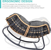 View Outdoor swaying egg chair, indoor Papasan chair, rattan rocking chair, modern royal-style bedroom, living room, porch, garden, lawn chair - blue version image 4