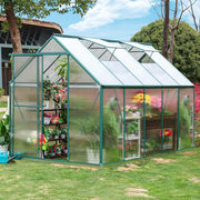 View 6'x10' Walk-in Greenhouse with 4mm 800G Polycarbonate Panels - Heavy-Duty Aluminum Frame, Wind/Snow Resistant for Gardening, Includes Sliding Door & Ventilation Windows (Green) image 1