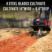 View 40V 12-inch Cordless Garden Tiller, Battery Powered Garden Cultivator, 2 * 4.0Ah Battery and Fast Charger Included image 2