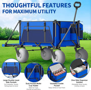 View Beach Wagon with Big Wheels for Sand - 450lbs Load Heavy Duty Wagons Carts Foldable with 9" All Terrain Inflatable Tires, Collapsible Beach Cart for Grocery Shopping Garden Sports Camping Outdoor image 2