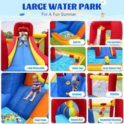 View Inflatable Water Slide, 10 in 1 Water Park Bounce House with Blower, Splash Pool, 2 Slides, Water Cannon, Climbing Wall, Blow up Water Slides for Kids Outdoor Backyard image 3