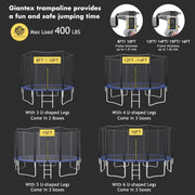 View 8 feet, 10 feet, 12 feet, 14 feet, 15 feet, 16 feet children's and adult trampolines. Certified by ASTM with netting. Made of thick steel plates, durable, suitable for outdoor large-scale leisure trampolines in various weather conditions, equipped wi image 3