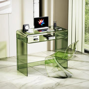 View Acrylic Desk Laptop Workstation Study Table Home Office Console Table Entrance Tables Decor (Green) image 4