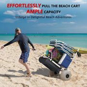 View Foldable Beach Cart with Adjustable Handle and 12" Balloon Wheels, Heavy Duty Aluminum 220LBS Capacity image 2