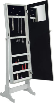 View Mounted-style mirror cabinet, featuring jewelry storage function, with a design allowing the entire length to be tilted, rectangular shape - bedroom - silver color image 3