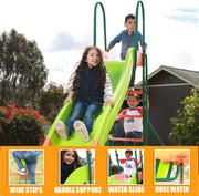 View Outdoor Playground Slide, Big Backyard Freestanding Plastic Slide, 10 ft Outdoor Swing Set Slide for Kids Ages 4-8 image 4
