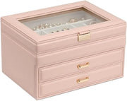 View Jewelry Box Jewelry Case PU Leather Jewelry Box Jewelry Storage Box Earring Ear Stud Ring Necklace Organizer Case Jewelry Organizer image 3