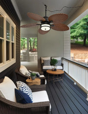 View 52-inch outdoor ceiling fan - tropical palm leaf fan - plug-in wall-mounted model image 4