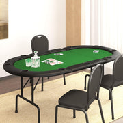 View Poker and game table - 10-person foldable poker table - Green - 206x106x75 cm, 32 kg - Green image 1