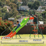 View Outdoor Playground Slide, Big Backyard Freestanding Plastic Slide, 10 ft Outdoor Swing Set Slide for Kids Ages 4-8 image 2