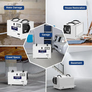 View Galon dehumidifier, a drain-equipped basement dehumidifier for commercial, garage, and kitchen use, compact design, automatic defrosting, memory start function, suitable for 1200 square feet of space. image 2