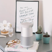 View Bluetooth speaker, portable speaker with microphone, wireless and waterproof, 360-degree omnidirectional sound output, long-lasting battery and handle, silver appearance image 3