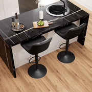 View Bar stool set (2-piece) Adjustable rotating style, black color, covered with PU leather and equipped with a backrest, suitable for medium-height stools used in kitchen island or home bar. image 2