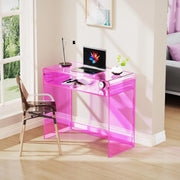 View Acrylic Desk Laptop Workstation Study Table Home Office Console Table Entrance Tables Decor (Green) image 2