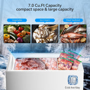 View 3.5 Cubic Feet Chest Freezer with 2 Removable Baskets Free Standing Top Open Door Compact Freezer with Adjustable Temperature for Home/Kitchen/Office/Bar (3.5 Cubic Feet, White) image 4
