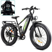 View Electric Bike for Adults 1000W, 48V 17.5AH Battery Adult Electric Bicycles, 26 Fat Tire Full Suspension Ebike, 28MPH Mountain Beach E Bike, 7 Speed, image 1