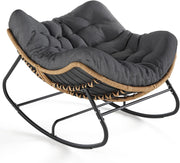 View Outdoor swaying egg chair, indoor Papasan chair, rattan rocking chair, modern royal-style bedroom, living room, porch, garden, lawn chair - blue version image 1