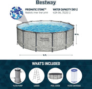 View Above Ground Swimming Pool w/ Pump, Cover, & Ladder, 14' x 48", Steel Pro MAX, Gray - Backyard Outdoor Round Pool w/ Filter, 42-Inch Deep Water image 4