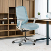 View Ergonomic office chair - A versatile office chair with adjustable lumbar support, breathable mesh backrest, and stable wheels - Experience the best comfort and support - Sapphire color image 2