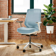 View Ergonomic office chair - A versatile office chair with adjustable lumbar support, breathable mesh backrest, and stable wheels - Experience the best comfort and support - Sapphire color image 4