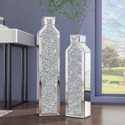 View Floor vase crushing diamond reflective vase - Silver floor-style vase set (2-piece) - 24-inch and 30-inch large crystal goblet vases, suitable for living rooms, dining rooms, bedrooms, home corners, corridors, indoor offices and floors. image 1