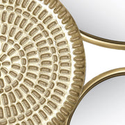 View Home decoration metal wall ornaments, a mirror with multiple circular lenses, large modern wall art sculptures for decoration, suitable for living rooms, offices, and bedrooms. Dimensions: 45.3 x 1.9 x 21.6 inches. Made of gold material. image 2