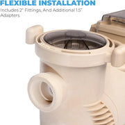 View 1.5HP Variable 2-Speed Swimming Pool Pump High Flow Above-Ground Swimming Pump Strainer w/ Slip on Fitting image 3