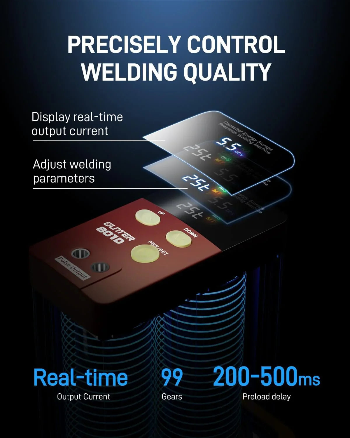 4500-watt super capacitor pulse battery welding machine, a DIY tool suitable for repairing 18650 lithium battery packs, equipped with a handle-type push welding arm and foot pedal switch, capable of continuous operation for 24 hours.