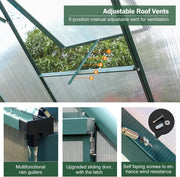 View 6'x10' Walk-in Greenhouse with 4mm 800G Polycarbonate Panels - Heavy-Duty Aluminum Frame, Wind/Snow Resistant for Gardening, Includes Sliding Door & Ventilation Windows (Green) image 3