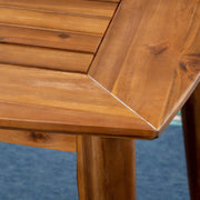 View 7-piece cherry wood dining set, teak surface / blue image 3