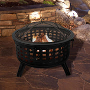 View Outdoor Fire Pit - 26-Inch Round Lattice Wood Burning Firepit with Screen, Poker, Grate and Cover - Wood Fire Pits & Outdoor Fireplaces by Pure Garden image 2