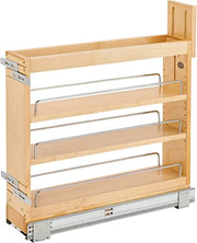 View 5-inch pull-out storage rack, suitable for bottom cabinets in kitchens/bathrooms, with a soft-closing slide rail for a spice rack/food storage rack, made of wood material image 4