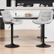 View Bar stool set (2-piece) Adjustable rotating style, black color, covered with PU leather and equipped with a backrest, suitable for medium-height stools used in kitchen island or home bar. image 1