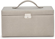 View Medium-sized jewelry box, made of tin - 28 compartments, 10 spaces for storing rings, 20 slots for ear piercings 10 compartments for storing necklaces - Includes a handbag image 3