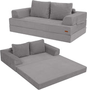 View Foldable sofa bed (large size), foldable floor sofa, denim foldable sofa bed as a sleeping mattress, with pillows, boneless sofa, comfortable and relaxing double seat, suitable for living room and bedroom, navy blue color image 4