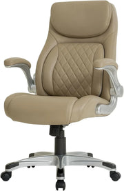 View Ergonomic elastic polyurethane leather office chair, high-back modern executive office chair, equipped with 5 adjustable lumbar support cushions, tilting function, and reversible armrests. It is a comfortable home office computer desk chair, in black image 1