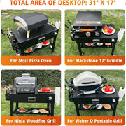 View Foldable barbecue table cart, black stone portable frying pan, Weber, Onni pizza oven - Portable outdoor barbecue preparation table, equipped with a bag, very suitable for camping and tailgate events. image 2