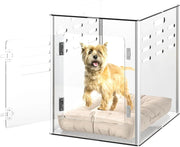 View Acrylic dog cage - Clear and transparent dog house - Indoor lockable - High-intensity ventilation dog house - Suitable for small to medium-sized dogs (weighing no more than 45 pounds) - Fashionable transparent dog house cage, 30 inches long, 20 inche image 1