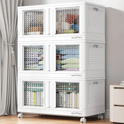 View 600 sets of stackable storage boxes with lids and doors, 6 sets of plastic coat closets and storage drawers with wheels, large foldable storage boxes, household and office cabinets image 2