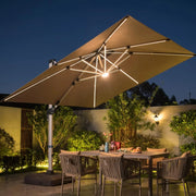 View A 10-foot by 10-foot square cantilevered sunshade, equipped with a cross base and canopy, is included - a large heavy-duty outdoor sunshade, 360° rotating offset type, suitable for use in courtyards, backyard of swimming pools, terraces or gardens, i image 2