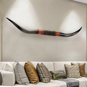 View 70" Long Horn Bull Horns, Longhorn Skull Wall Decor, Faux Taxidermy, Rustic Animal Head Wall Art, Living Room Decor image 1