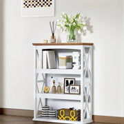 View Farmhouse Sofa Table with Power Outlet-4-Tier Bookcase, 42.9" Floor Standing Organizer Shelf image 3
